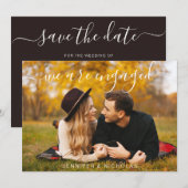 Moderne Script Foto Huwelijk  Save The Date (Voorkant / Achterkant)