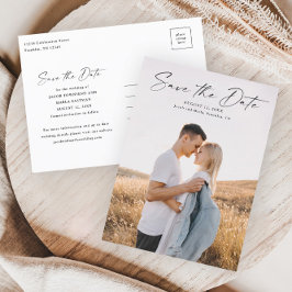 Moderne Script Foto Huwelijk Save the Date Aankondigingskaart