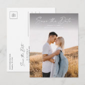 Moderne Script Foto Huwelijk Save the Date Aankondigingskaart (Voorkant / Achterkant)