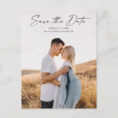 Moderne Script Foto Huwelijk Save the Date Aankondigingskaart (Voorkant)