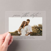 Moderne Script Foto Huwelijk Save the Date Acryl Uitnodigingen (Insitu (Draagbaar))