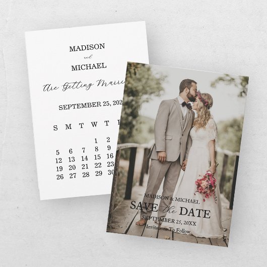 Moderne Script Foto Huwelijk Save The Date Kaart