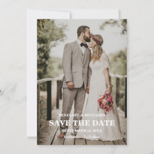 Moderne Script Foto Huwelijk Save The Date Kaart