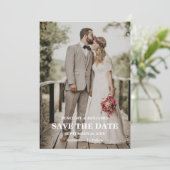 Moderne Script Foto Huwelijk Save The Date Kaart (Staand voorkant)