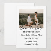 Moderne Script Foto Huwelijk Save The Date Kaart (Voorkant / Achterkant)