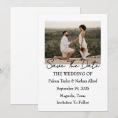 Moderne Script Foto Huwelijk Save The Date Kaart (Voorkant / Achterkant)