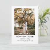 Moderne Script Foto Huwelijk Save The Date Kaart (Staand voorkant)
