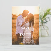 Moderne Script Foto Huwelijk Save The Date Kaart (Staand voorkant)