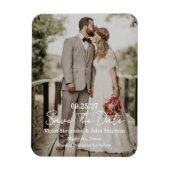 Moderne Script Foto Huwelijk Save The Date Magneet (Verticaal)