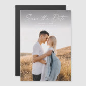 Moderne Script Foto Huwelijk Save The Date Magnetische Uitnodiging (Voorkant / Achterkant)