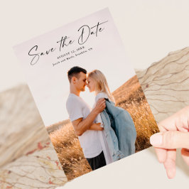 Moderne Script Foto Huwelijk Save The Date Magnetische Uitnodiging