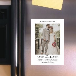 Moderne Script Foto Huwelijk Save The Date Magnetische Uitnodiging
