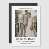 Moderne Script Foto Huwelijk Save The Date Magnetische Uitnodiging (Voorkant / Achterkant)