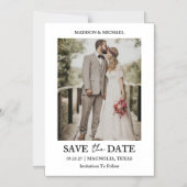 Moderne Script Foto Huwelijk Save The Date Magnetische Uitnodiging (Voorkant)