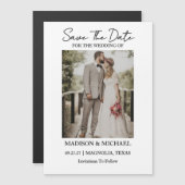 Moderne Script Foto Huwelijk Save The Date Magnetische Uitnodiging (Voorkant / Achterkant)
