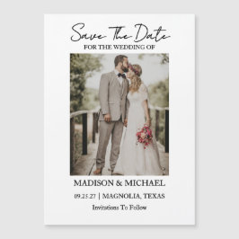 Moderne Script Foto Huwelijk Save The Date Magnetische Uitnodiging