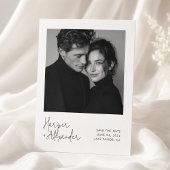 Moderne Script Foto Huwelijksaankondiging Save The Date