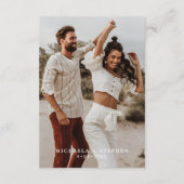 Moderne Script & Foto Huwelijksdetails & QR-Code Informatiekaartje (Achterkant)