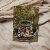 Moderne Script Foto 'Just Married' Trouwfeest Aankondiging
