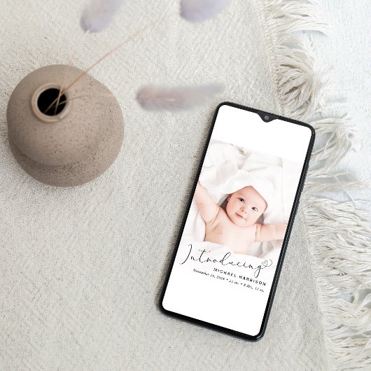 Moderne Script Foto Overlay Geboorte Aankondiging