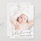 Moderne Script Foto Overlay Geboorte Aankondiging (Voorkant)