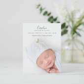 Moderne Script Foto Overlay Geboorteaankondiging Briefkaart (Staand voorkant)