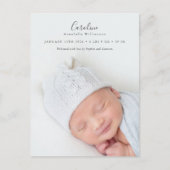 Moderne Script Foto Overlay Geboorteaankondiging Briefkaart (Voorkant)