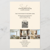 Moderne Script Foto QR Cream Professional Business Flyer (Voorkant)