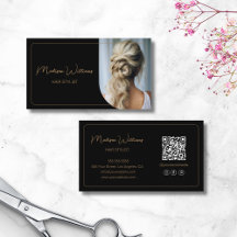 Moderne Script Foto QR Hair Stylist Zwart Goud