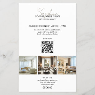 Moderne Script Foto QR Wit Zakelijk Professioneel Flyer