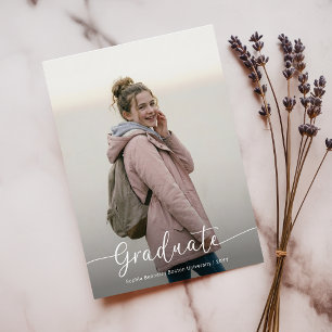Moderne Script Foto Roze Strik Afstudeer Dankjewel Briefkaart