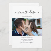 Moderne Script Foto Save The Date (Voorkant / Achterkant)