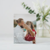 Moderne script foto trouwkaart bedankt briefkaart (Staand voorkant)