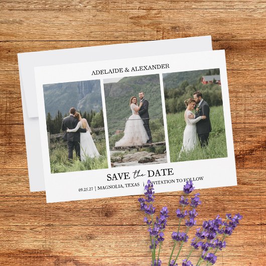 Moderne Script Foto Trouwkaart Save the Date Kaart
