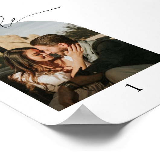 Moderne Script Foto Trouwtafel Nummers Poster (Hoek)