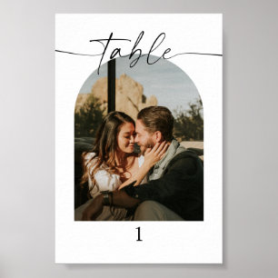 Moderne Script Foto Trouwtafel Nummers Poster