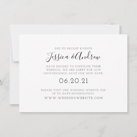 Moderne Script Foto Uitstel Bruiloft Save The Date (Achterkant)