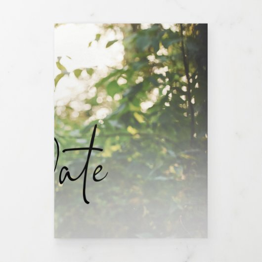 Moderne Script Fotocollage Bruiloft Sla de datum o Drieluik Aankondiging (Cover)