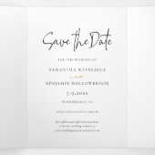 Moderne Script Fotocollage Bruiloft Sla de datum o Drieluik Aankondiging (Binnenkant midden)