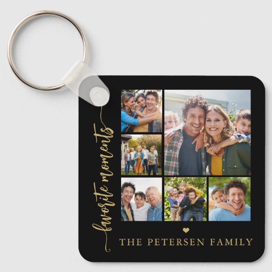 Moderne script fotocollage gepersonaliseerd sleutelhanger (Voorkant)