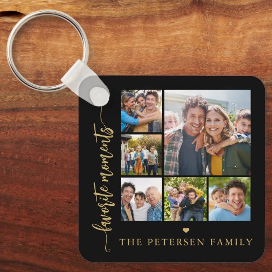 Moderne script fotocollage gepersonaliseerd sleutelhanger (Voorkant)