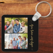 Moderne script fotocollage gepersonaliseerd sleutelhanger (Achterkant)