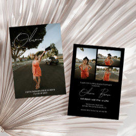 Moderne Script Fotocollage Graduation Party Kaart