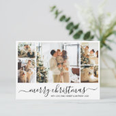 Moderne Script-fotocollage kerstfeestkaart Kaart (Staand voorkant)