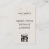 Moderne Script Fotograaf Foto QR Code Taupe Visitekaartje (Achterkant)