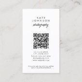 Moderne Script Fotograaf QR Code Social Media Visitekaartje (Achterkant)