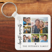 Moderne script fotokollage gepersonaliseerd sleutelhanger (Voorkant)