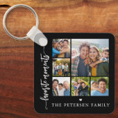 Moderne script fotokollage gepersonaliseerd zwart sleutelhanger (Voorkant)