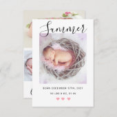 Moderne Script Geboorte Aankondiging met Foto's (Voorkant / Achterkant)