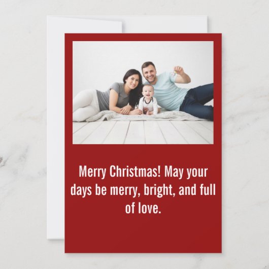 Moderne Script Gelukkig Feest Arch Twee Foto Rood Feestdagenkaart (Achterkant)